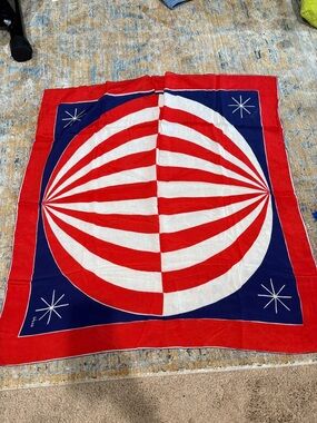 Vintage Vera Neumann Red White and Blue Graphic Scarf